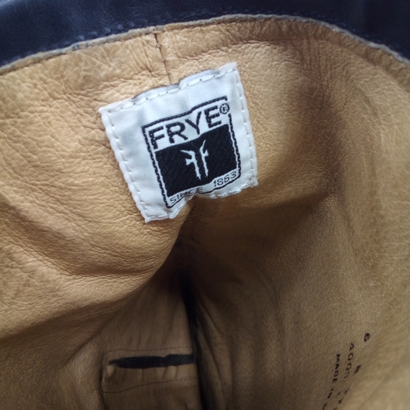 FRYE Riding Boots Leather Black Zipper Silver Ring 77215 Made in Mexico 6 B - Picture 8 of 13